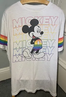 Buy Used Disney Store T-shirt Tee Size XL Adult Multi Coloured Pride Mickey Mouse • 1.99£