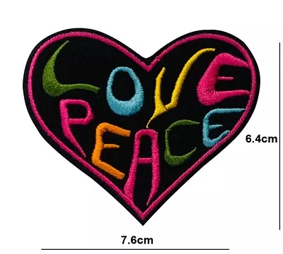 Buy Love Peace Heart Embroidered  Patch Iron Or Sew On Badge Applique Logo • 2.99£