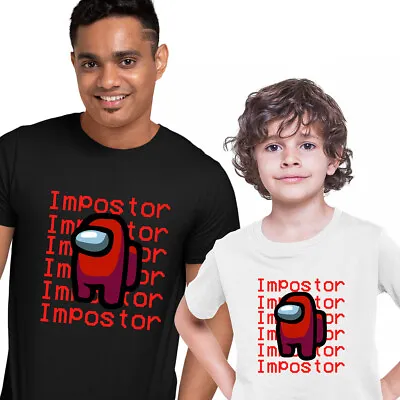 Buy Red Impostor Among Us Gamer Funny Typography T-shirt For Men Women Kids  • 14.99£