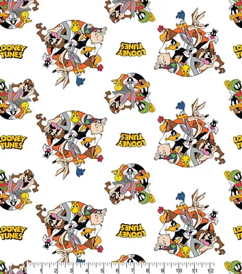 Buy Looney Tunes Cotton Fabric Crafting Scrapbook Dress Sew That's All Folks FS828_2 • 6.99£