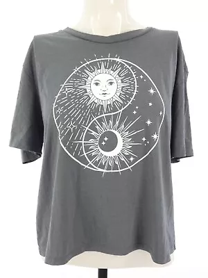 Buy Sun Moon Yin Yang T Shirt Rebellious One Top Tee Grey Bohemian Size L • 9.99£