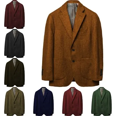 Buy Mens Tweed Jackets Vintage Wedding Blazer Coats Herringbone Tuxedos 42 44 46 48 • 53.93£