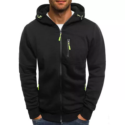 Buy Mens Zip Up Hoodie Jacket Sweatshirt With Pocket Gym Coat Casual Top Jumper Tops • 17.47£
