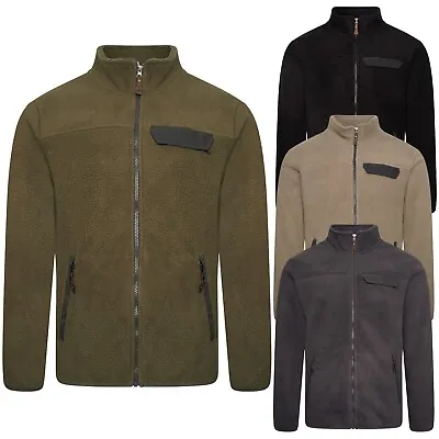 Buy Mens Sherpa Fleece Borg Jacket Full Zip Thick Warm Performance Coat Pockets Work • 15.99£