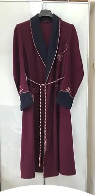 Buy Vintage 50s - 60s Men's Dressing Gown, Smoking Jacket, Robe Red Navy Piping 46 • 74.99£