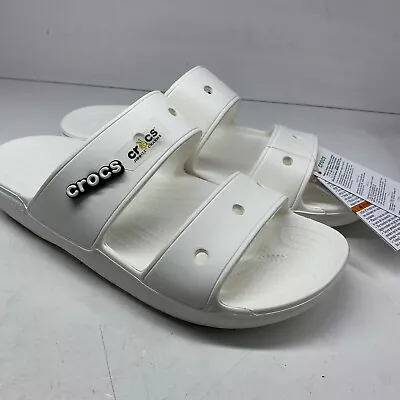Buy Crocs Classic Sandals Two-Strap Slippers Slides, Size UK 12, EUR 48/49, White • 9.99£