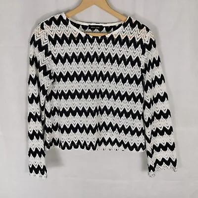 Buy Ladies Top Size 12 NEW LOOK Navy White Knit Open Knit Casual Sweater  • 12.99£