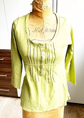 Buy Ladies Lime Green White Stuff 3/4 Sleeves T.shirt Tee Top With Ties Pristine 10 • 6£
