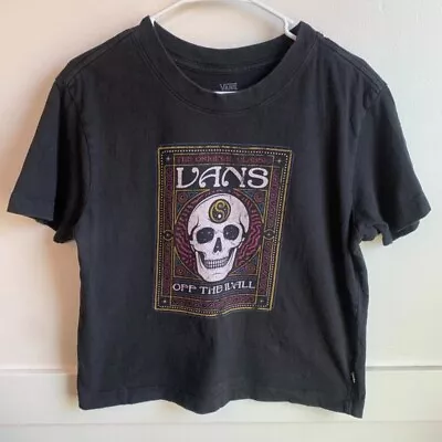 Buy Vans Black Skull Cropped Short Sleeve Shirt Size Large • 13.26£