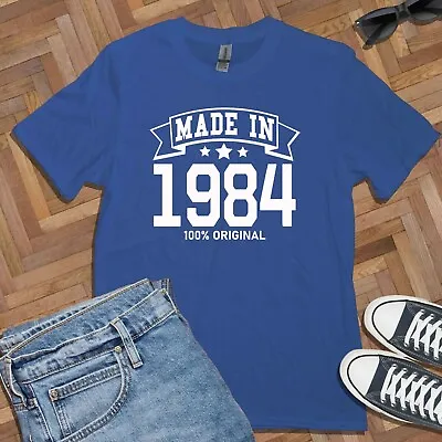 Buy MADE IN 1984 T-SHIRT (80s Birthday Gift Dad Mom Present Celebration Party Retro) • 14.29£