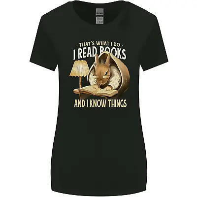 Buy I Read Books & Know Things Bookworm Rabbit Womens Wider Cut T-Shirt • 8.75£