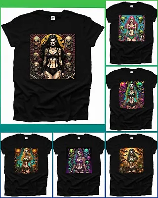 Buy Sexy Zombie Goth Gamer Anime Bikini Horror Emo Skull Men's T Shirt Woman UK • 9.99£