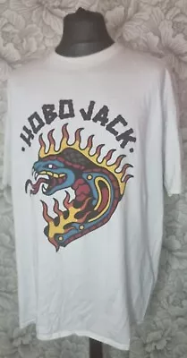 Buy Hobo Jack Snake With Flames Print Tee White T-shirt Size 2XLarge Used  • 12.99£