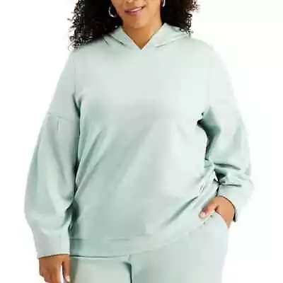 Buy New Alfani Size 0X Balloon Sleeve Aqua Green Hoodie Pullover Sweater • 30.88£