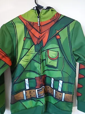 Buy Fortnite Boys Med. Green Rex Dino Mask Cosplay Hoodie Zip Sweatshirt Jacket • 15.19£
