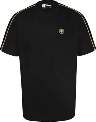 Buy Mens Uptheir Glenview Gold Trim Crew Neck T-Shirt In Black 3XL To 8XL • 19.99£
