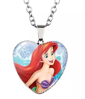 Buy The Little Mermaid Ariel Necklace Heart Pendant Charm Jewellery Disney Chain • 5.99£