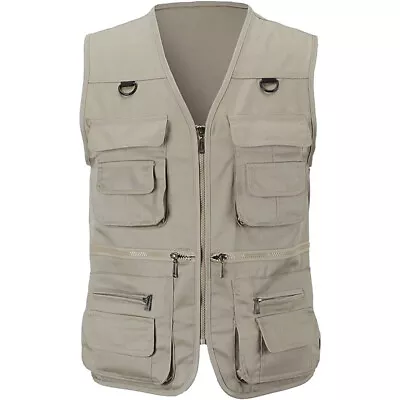 Buy Mens Vest Hunting Fishing Waistcoat Safari BodyWarmer Gilet Jacket Multi Pocket • 11.77£