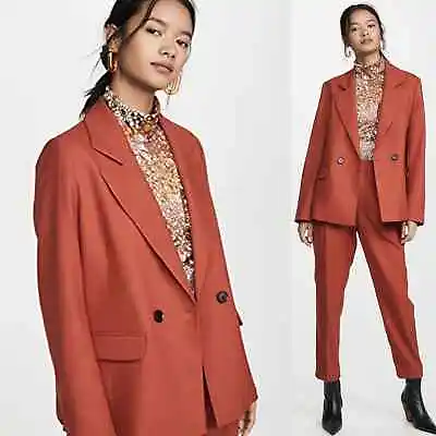 Buy ANINE BING Becky Double Breasted Oversized Stretch Twill Blazer In Rust Large • 165.33£