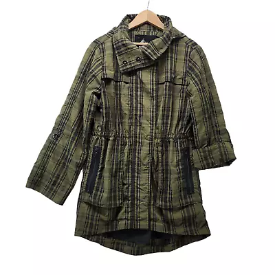 Buy Womens Green Plaid Utility Jacket Packable Hood Convertible Sleeve Size Small • 21.72£