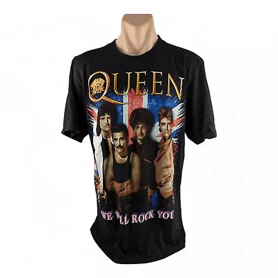 Buy Vintage 90's Queen SINGLE STITCH Band Black Bank Shirt The Roxx Large • 43.86£