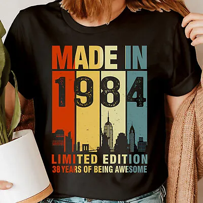 Buy Personalised Made In 1984 Limited Edition 38 Years Old Womens T-Shirts Top #D6 • 9.99£