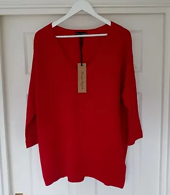 Buy BNWT Phase Eight Piera Ripple Jumper Red Cotton Size 16  • 25£