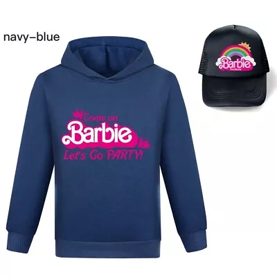 Buy Kids Girls Barbi Casual Hoodie Hoody Sweatshirt Jumper Tops With Hat Age 2-14Y • 9.78£