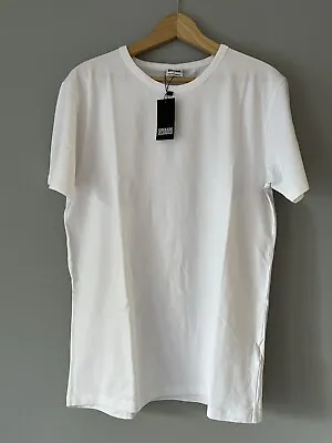 Buy Urban Classics Basic T-Shirt Mens Size Large White Plain Stretch • 5.99£