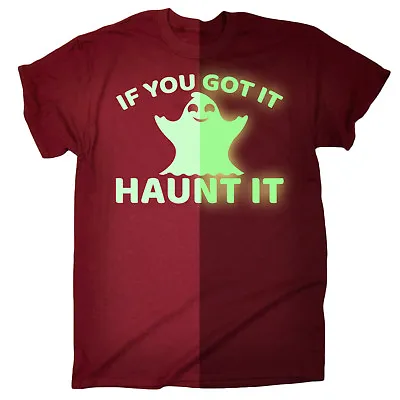 Buy Halloween Mens T Shirts Haunt It GLOW IN THE DARK Funny Fancy Dress T-SHIRT • 8.97£