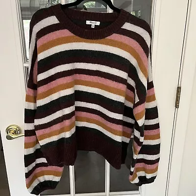 Buy Madewell Striped Payton Cropped Sweater Size XXL Pullover Coziest Yarn Soft Crew • 20.72£