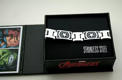 Buy Marvel Captain America Shield Mens Stainless Steel Link Bracelet NOS • 33.14£