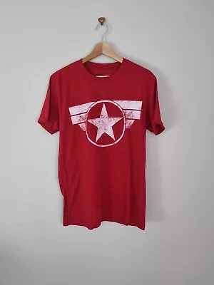 Buy Marvel Men's T-Shirt Size M Captain America Cap Logo Red Shirt Sleeve • 12.99£