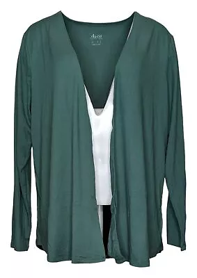 Buy Denim & Co. Comfort Z Jersey Open Front Shirttail Cardi Women's Jacket Sz Green • 14.85£