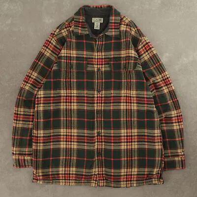 Buy L.L.Bean Vintage Checked Fleece Lined Shirt Jacket M Men's Green • 34£