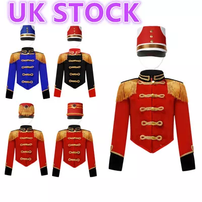 Buy UK Kids Boys Girl's Marching Band Coat Uniform Jacket With Hats Cosplay Costume • 19.82£