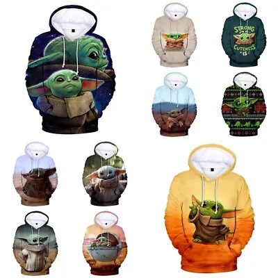 Buy Unisex Yoda Baby The Mandalorian Hoodies Sweatshirt Hooded Top Pullover Gifts UK • 13.15£