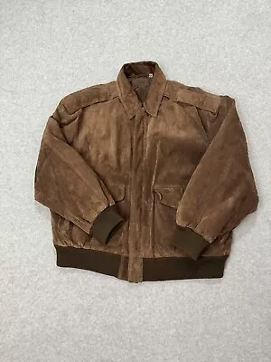 Buy PRESTON & YORK Women’s Brown Genuine Leather Bomber Zip Up Jacket Sz Large • 30.30£