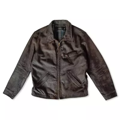Buy Double RL RRL Leather Jacket Black Over Brown - Large • 799£