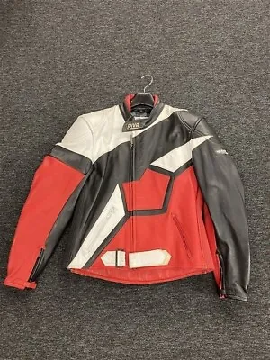 Buy Riva Mens Motorcycle Leather Jacket - Red/Black/White - UK 42 / EU 52 • 70£