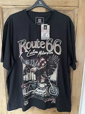 Buy Mens TU Route 66 Eagle Motorbike T-Shirt Black Size 3XL Brand New With Tags • 9.99£