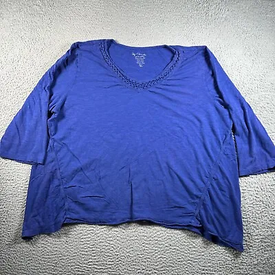 Buy Chicos T Shirt Womens 4 Royal Blue 3/4 Sleeve Rayon Blend V Neck Casual Ladies • 16.37£