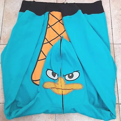 Buy Disney Phineas And Ferb Mens L Full Zip Up Face Perry Platypus Hoodie Costume  • 29.99£