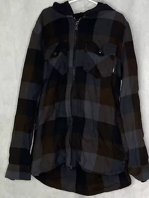 Buy Vans Youth Zip Up Flannel Jacket Hoodie Gray Red Plaid Size Medium • 11.80£