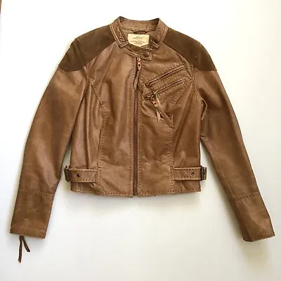Buy Levi’s Size XS Women Genuine Leather Biker Jacket Brown Zippers RRP $495 • 75.47£