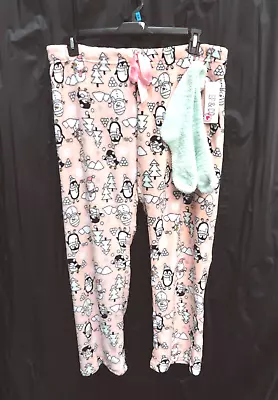 Buy Sleep & Co Penguins Ultra Soft Plush Fleece Pajamas Pjs Sleep Pants & Socks~3x • 14.40£