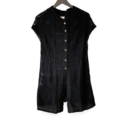 Buy NOA NOA Women's Cardigan Black Crochet Wool Mohair Mix UK L Button-Up Knit • 18.99£
