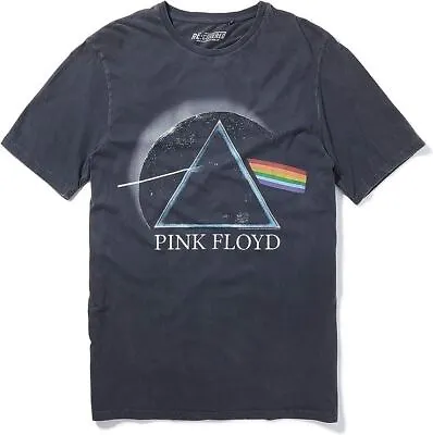 Buy Pink Floyd Dark Side Of The Moon Prism Black Acid Wash T-Shirt By ReCovered • 18.36£