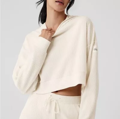 Buy Alo Yoga Muse Hoodie Jacket Top Women’s S Athlete Cropped Sweatshirt Ivory  • 48.66£