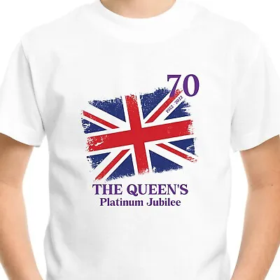 Buy Platinum Jubilee T-Shirt Queen 2022 Union Jack Crown Mens Womens Kids Tshirt Top • 9.99£